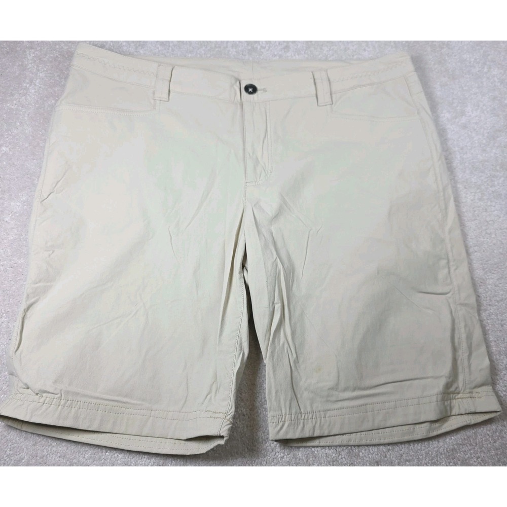 Eddie Bauer Shorts Womens 14 Ivory Chino Stretch Outdoor Flat Front Classic